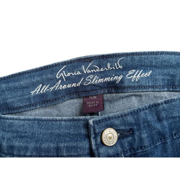 GLORIA VANDERBILT Womens Plus Size 16W Slimming Rail Straight Cropped Blue Jeans - Picture 7 of 7